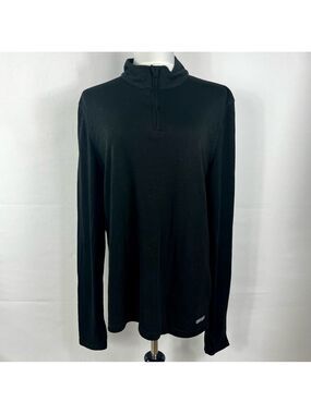 OMNI-WOOL Base Layer L/S Black Wool Blend 1/4 Zip Shirt  Thumb Holes Men’s XL